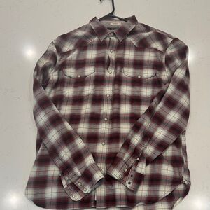 Lucky Brand Red and White Plaid Casual Shirt